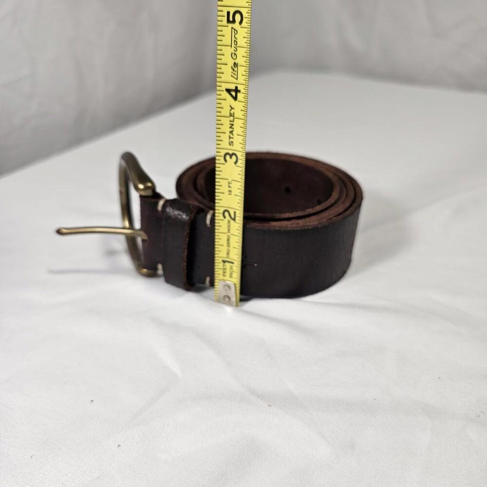 FRYE Women's Distressed Leather Belt & Antiqued Buckle Brown Size L - Picture 3 of 7